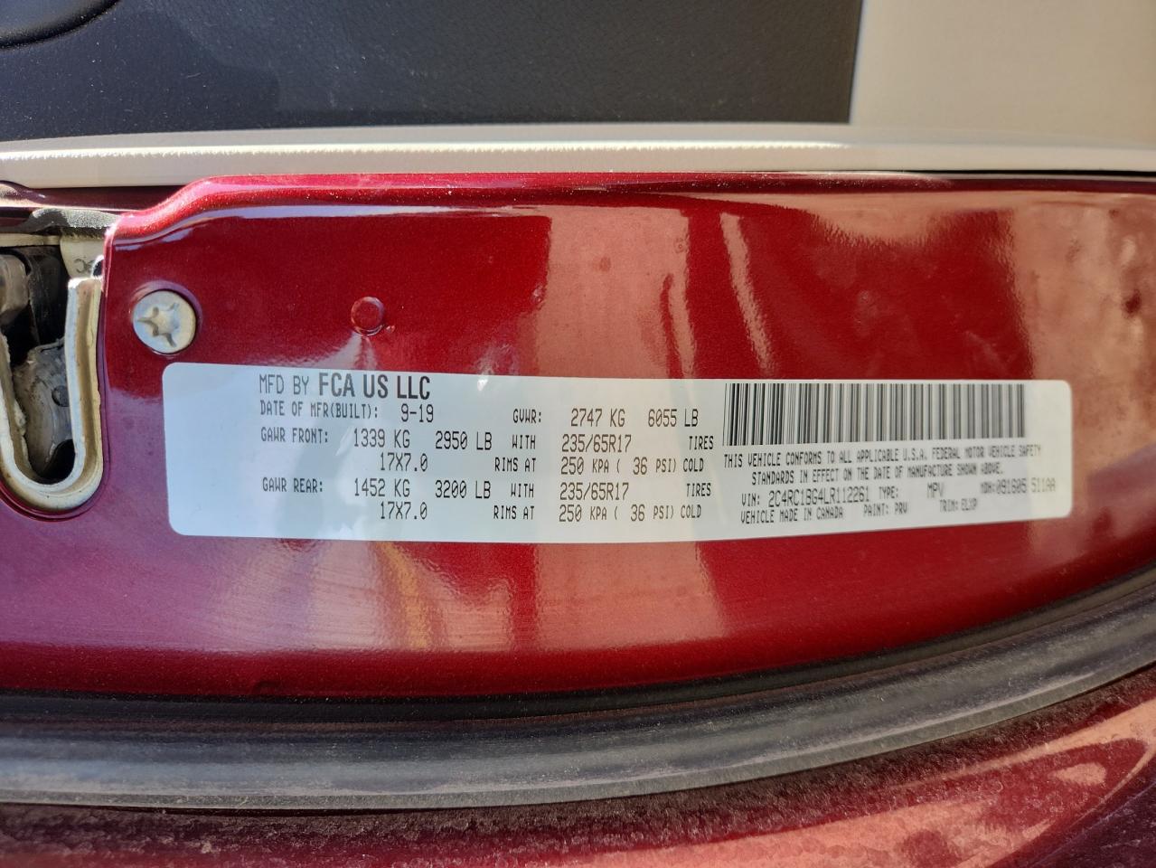 2020 Chrysler Pacifica Touring L VIN: 2C4RC1BG4LR112261 Lot: 80127225