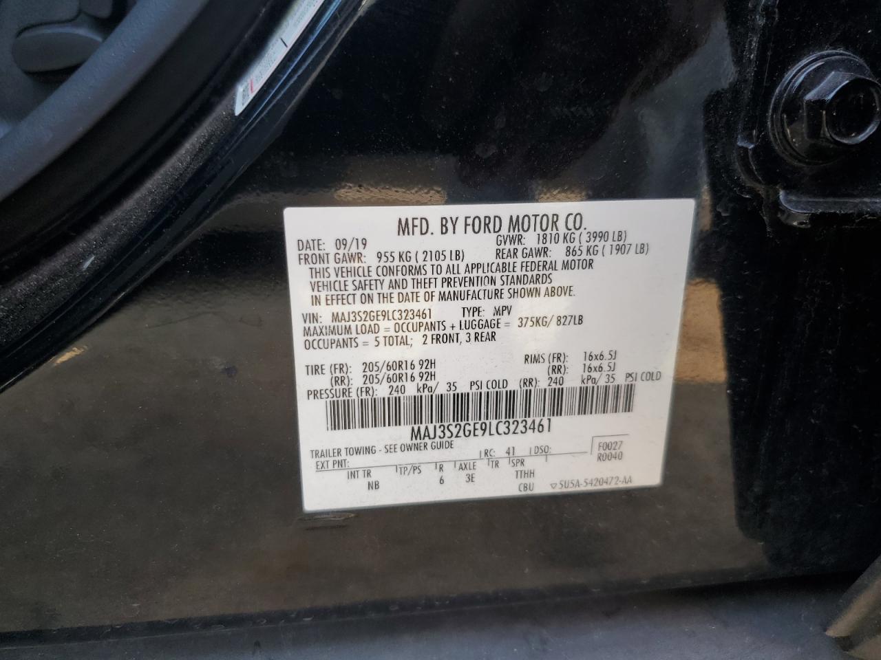 2020 Ford Ecosport Se VIN: MAJ3S2GE9LC323461 Lot: 72068405