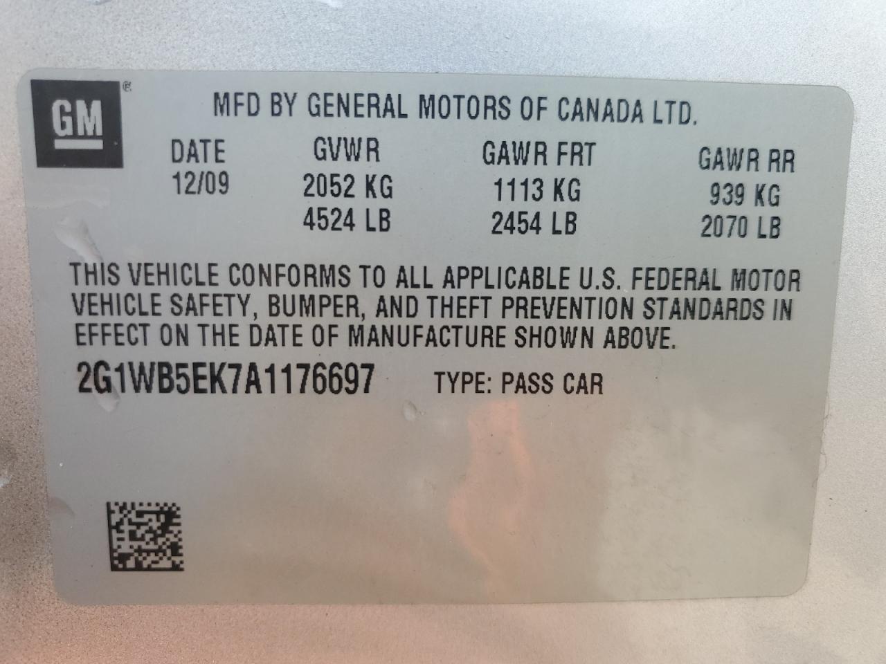 2010 Chevrolet Impala Lt VIN: 2G1WB5EK7A1176697 Lot: 80792045