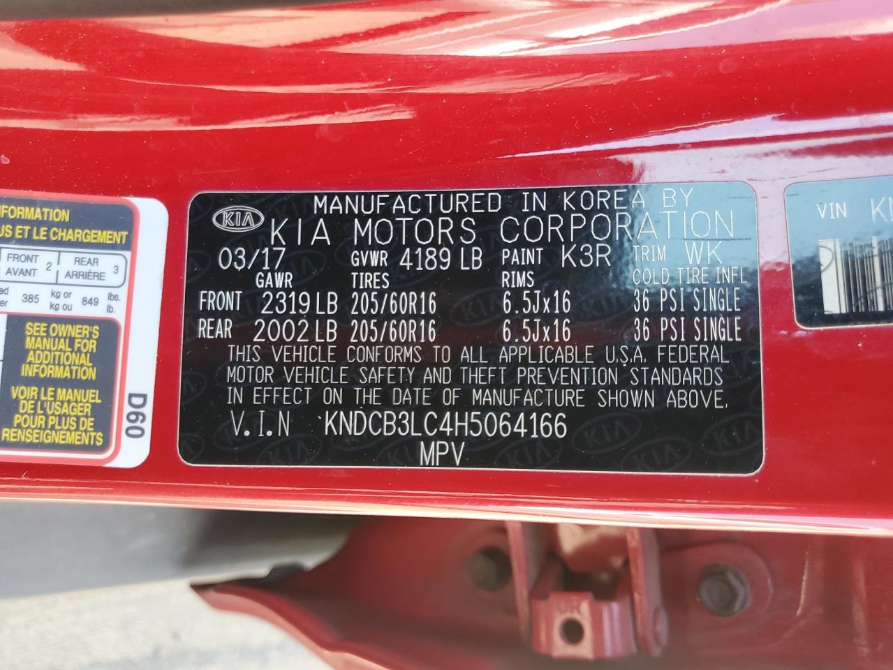 2017 Kia Niro Fe VIN: KNDCB3LC4H5064166 Lot: 71099805