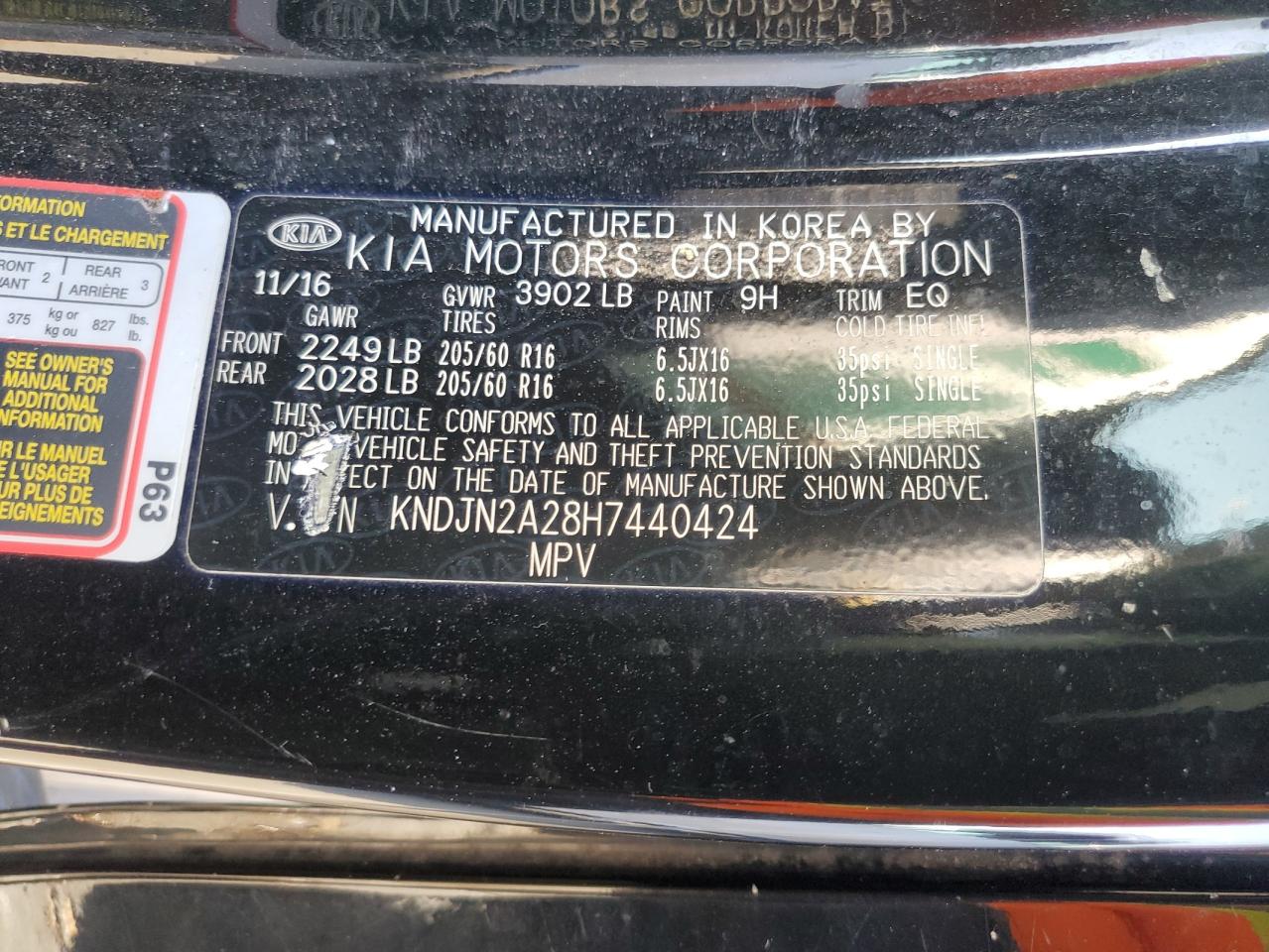 2017 Kia Soul VIN: KNDJN2A28H7440424 Lot: 80913655