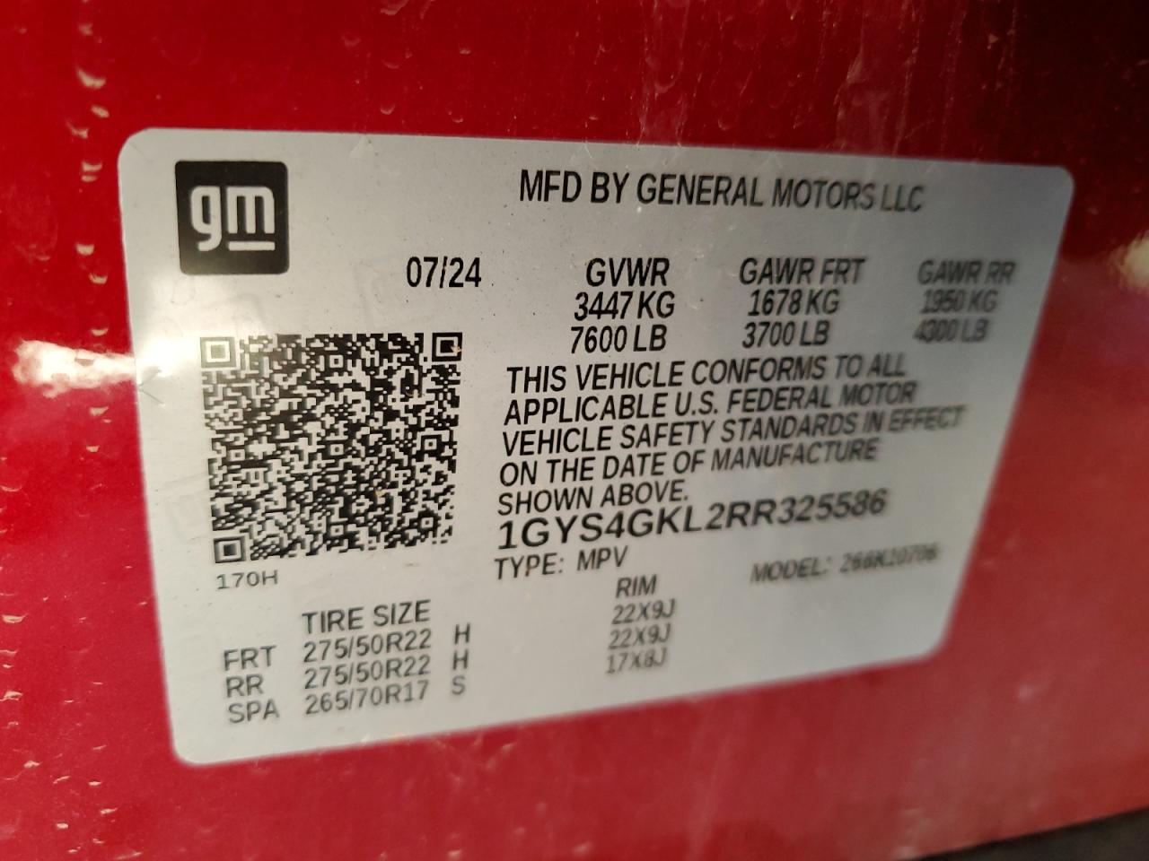 2024 Cadillac Escalade Sport Platinum VIN: 1GYS4GKL2RR325586 Lot: 81909085