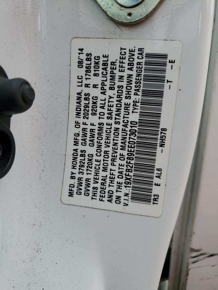 2014 Honda Civic Ex VIN: 19XFB2F89EE073010 Lot: 80129435