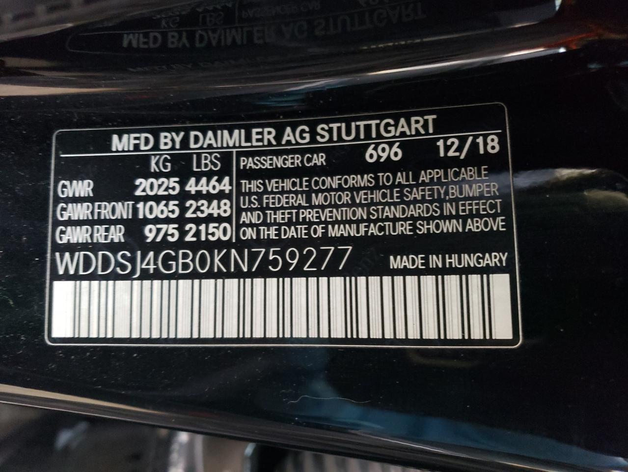 2019 Mercedes-Benz Cla 250 4Matic VIN: WDDSJ4GB0KN759277 Lot: 81675935