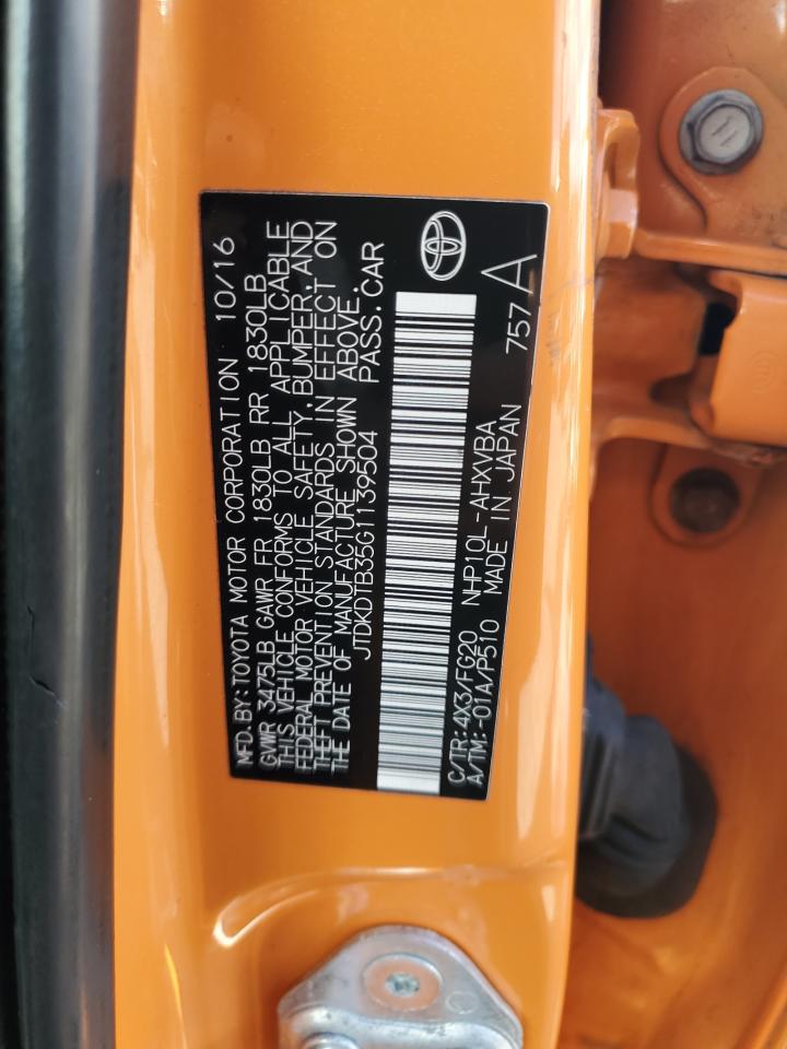 2016 Toyota Prius C VIN: JTDKDTB35G1139504 Lot: 81608045