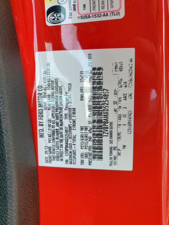 2013 Ford Mustang VIN: 1ZVBP8AMXD5254857 Lot: 81086305