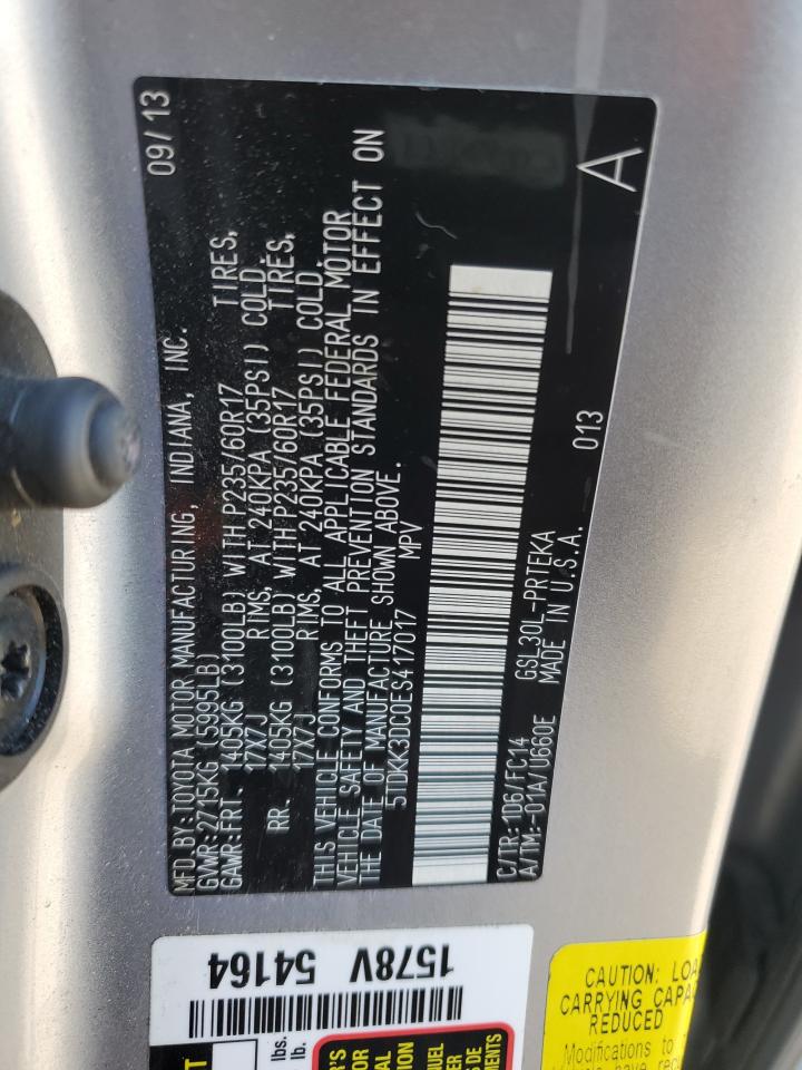 2014 Toyota Sienna Le VIN: 5TDKK3DC0ES417017 Lot: 81239745