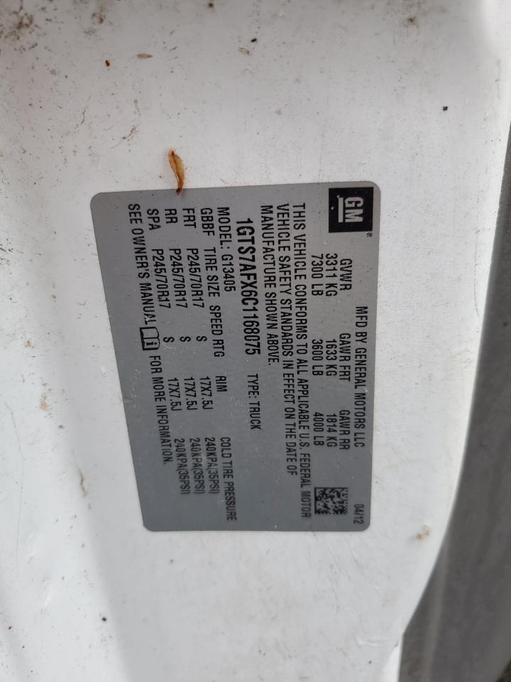 2012 GMC Savana G1500 VIN: 1GTS7AFX6C1168075 Lot: 80657045