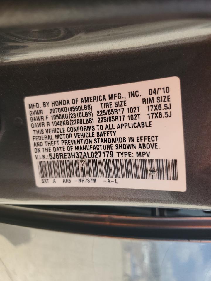 2010 Honda Cr-V Lx VIN: 5J6RE3H37AL027179 Lot: 83982335