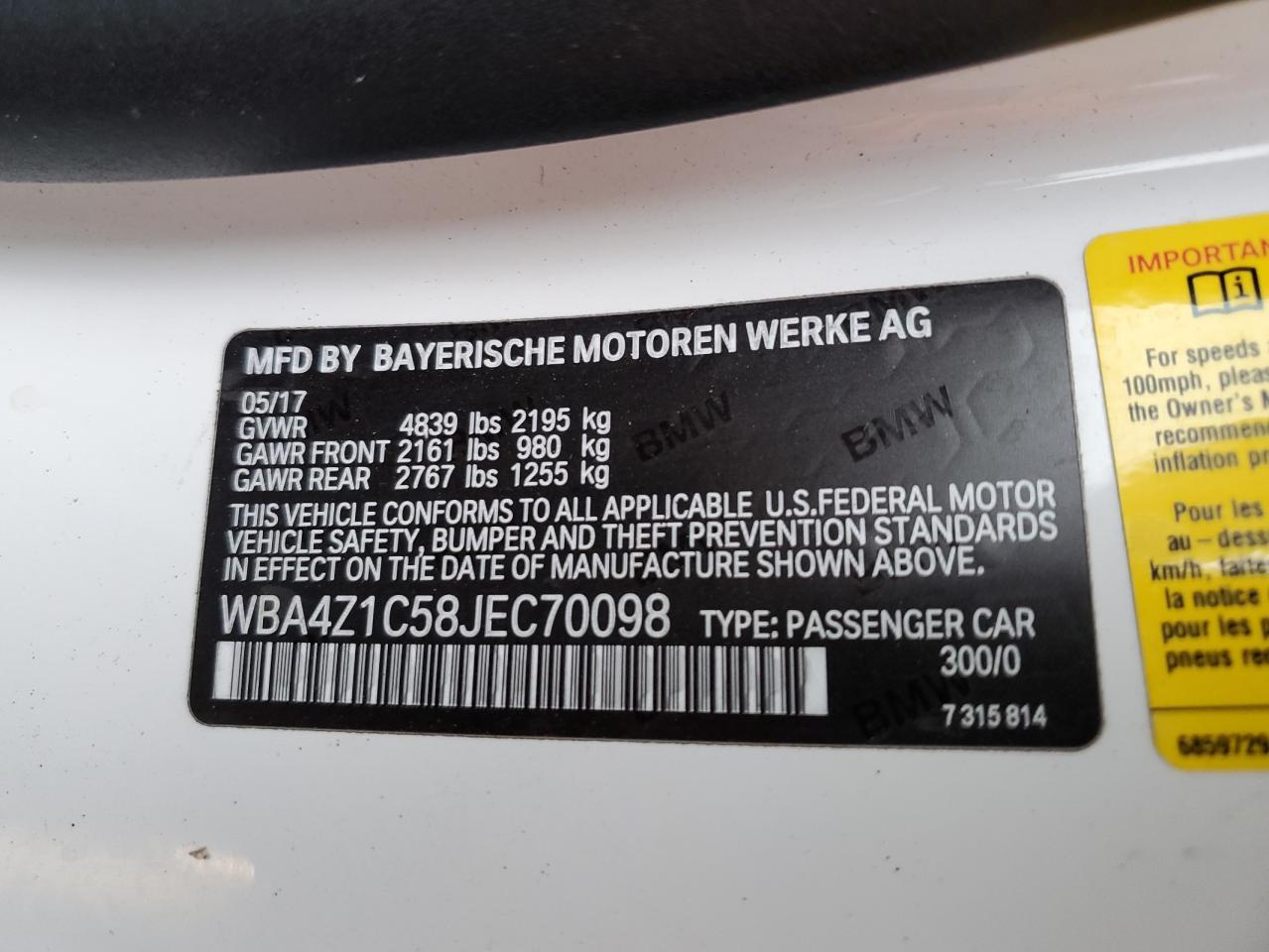 2018 BMW 430I VIN: WBA4Z1C58JEC70098 Lot: 81039595