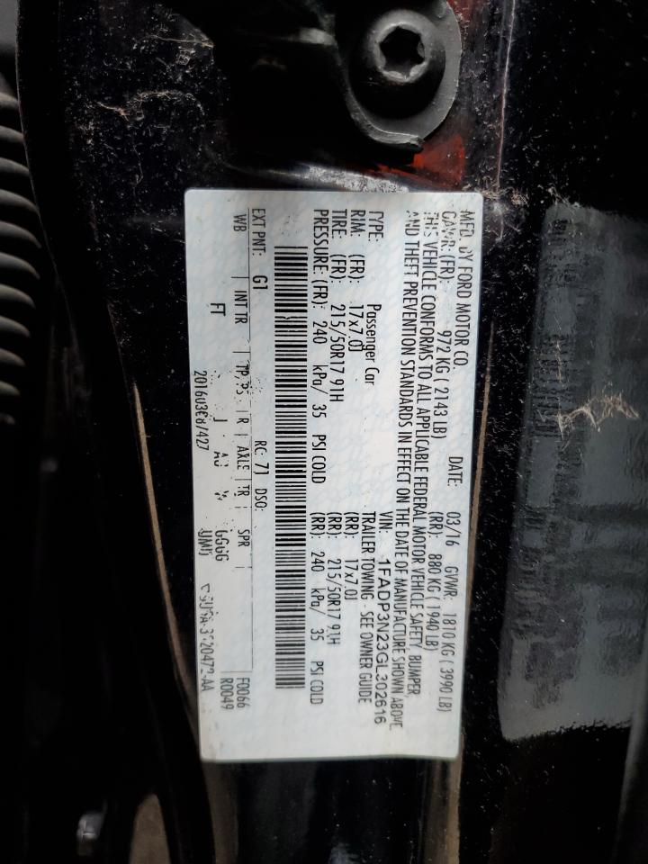 2016 Ford Focus Titanium VIN: 1FADP3N23GL302616 Lot: 81018465