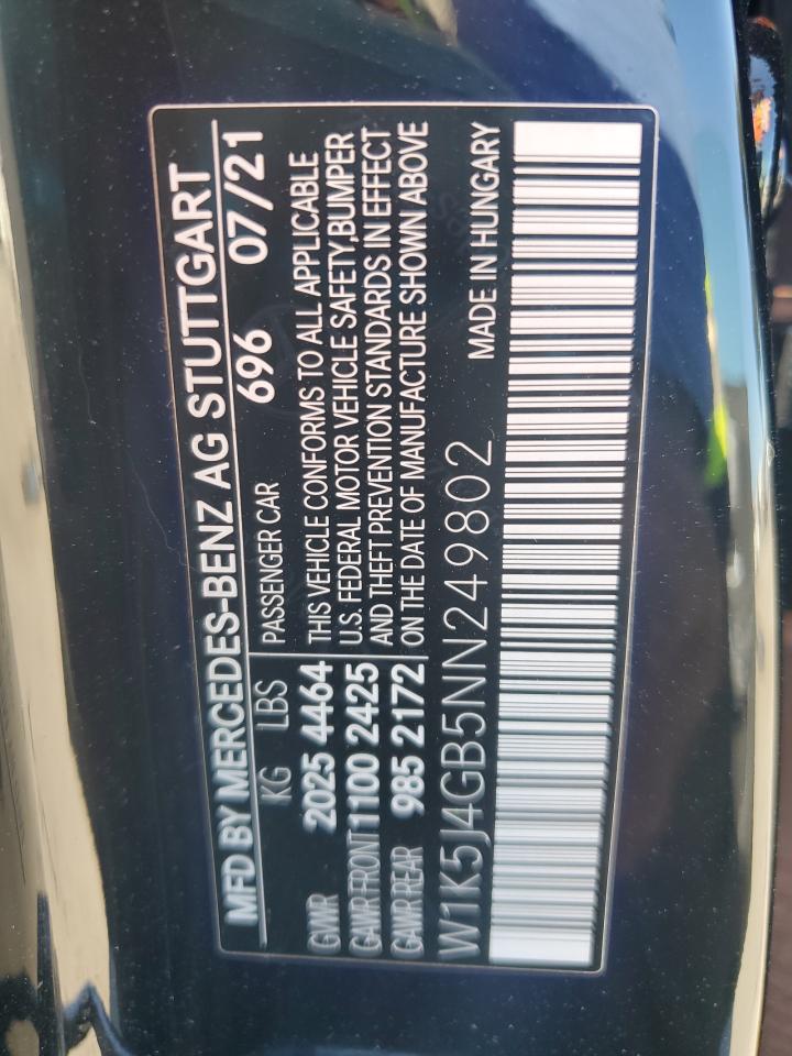 2022 Mercedes-Benz Cla 250 VIN: W1K5J4GB5NN249802 Lot: 80982485