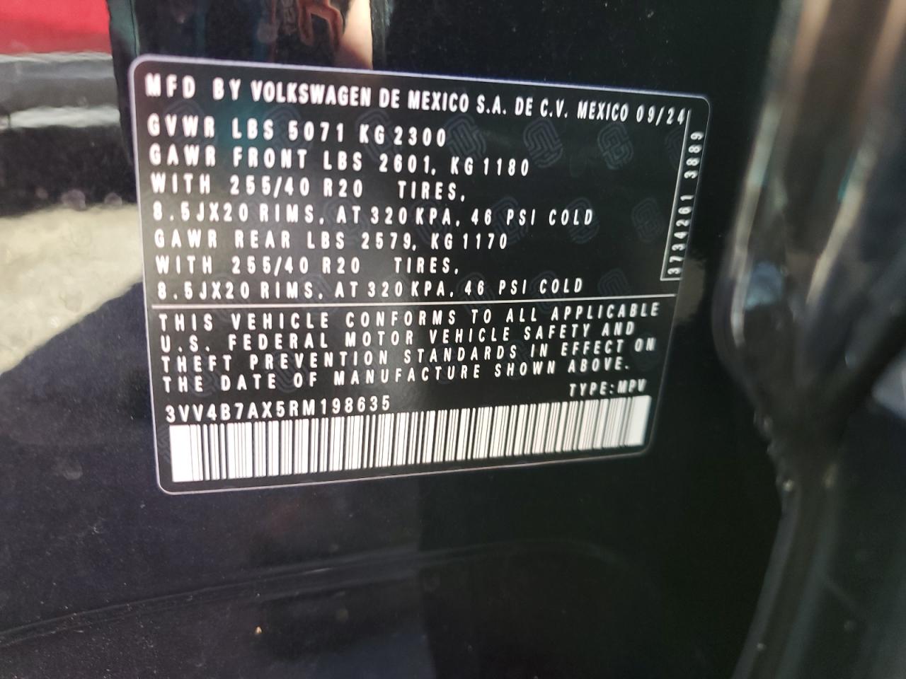 2024 Volkswagen Tiguan Sel R-Line Black VIN: 3VV4B7AX5RM198635 Lot: 80124555