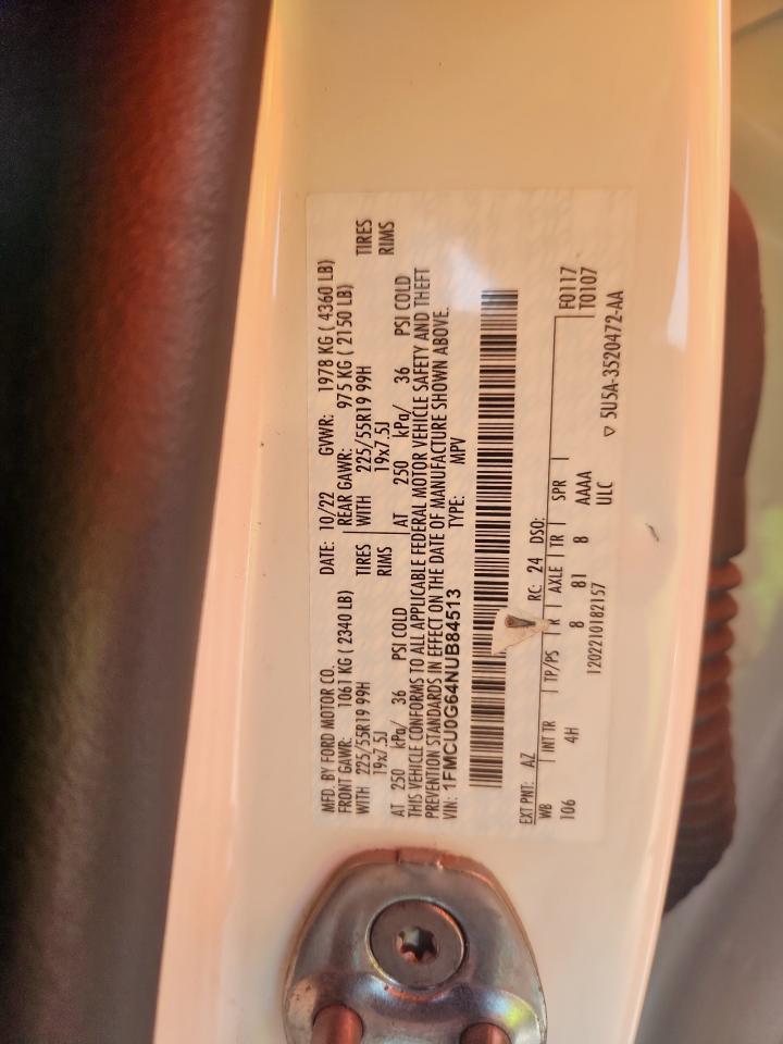 2022 Ford Escape Se VIN: 1FMCU0G64NUB84513 Lot: 80696045