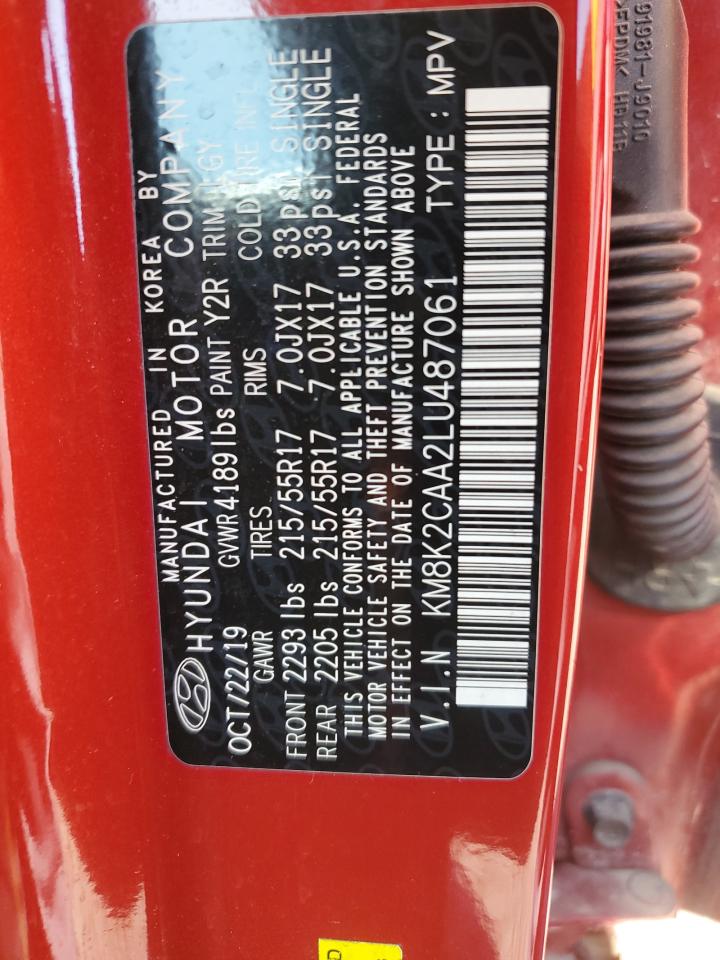 2020 Hyundai Kona Sel VIN: KM8K2CAA2LU487061 Lot: 81872165