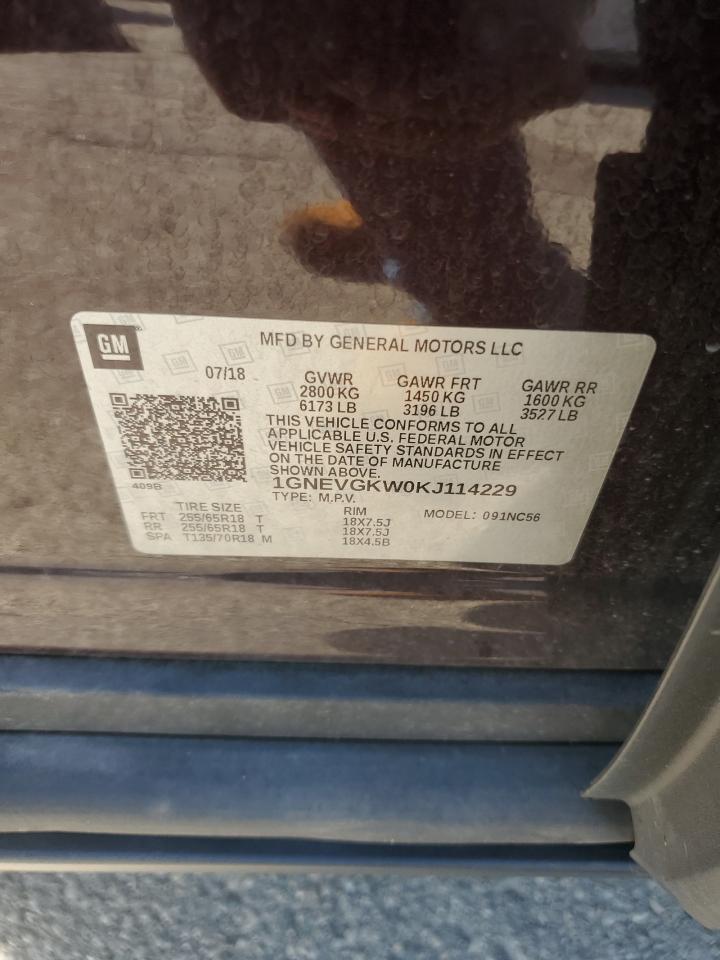 2019 Chevrolet Traverse Lt VIN: 1GNEVGKW0KJ114229 Lot: 81943345