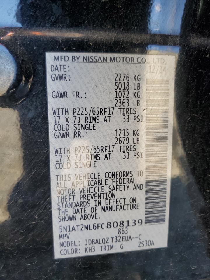 2015 Nissan Rogue S VIN: 5N1AT2ML6FC808139 Lot: 83855325