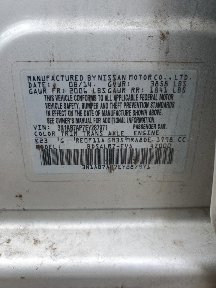 2014 Nissan Sentra S VIN: 3N1AB7AP7EY287971 Lot: 84028005