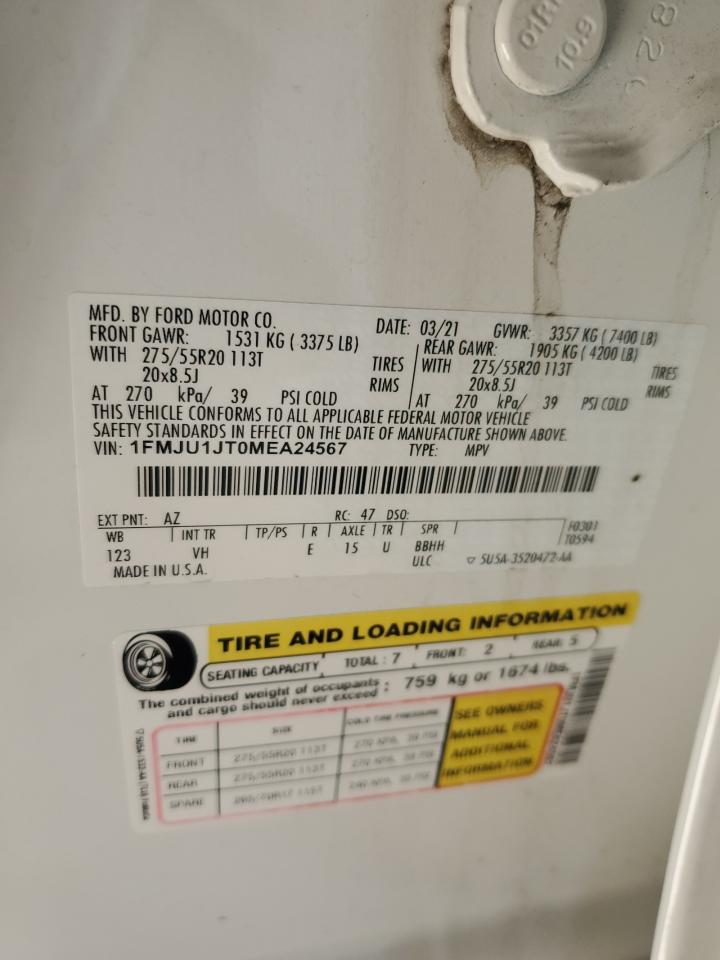 2021 Ford Expedition Xlt VIN: 1FMJU1JT0MEA24567 Lot: 80281025