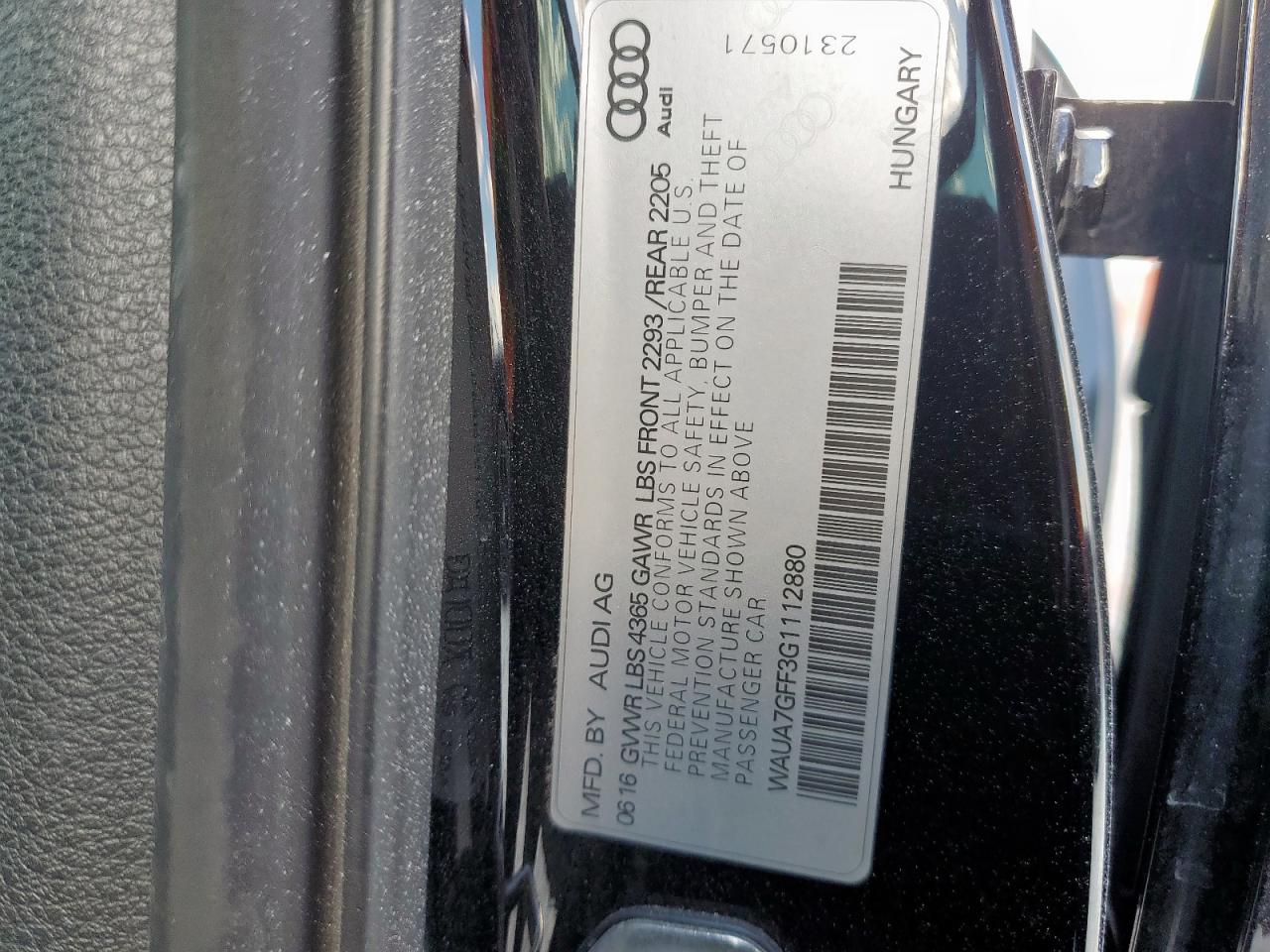 2016 Audi A3 Premium VIN: WAUA7GFF3G1112880 Lot: 81772315