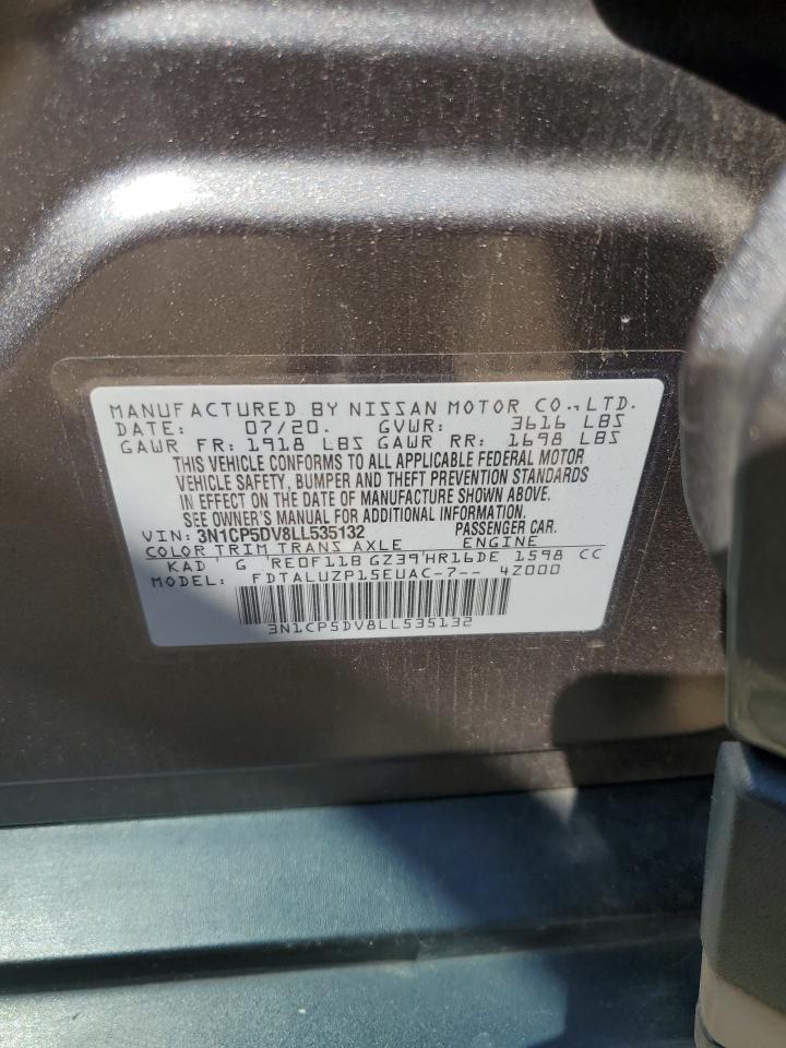 2020 Nissan Kicks Sr VIN: 3N1CP5DV8LL535132 Lot: 80986035