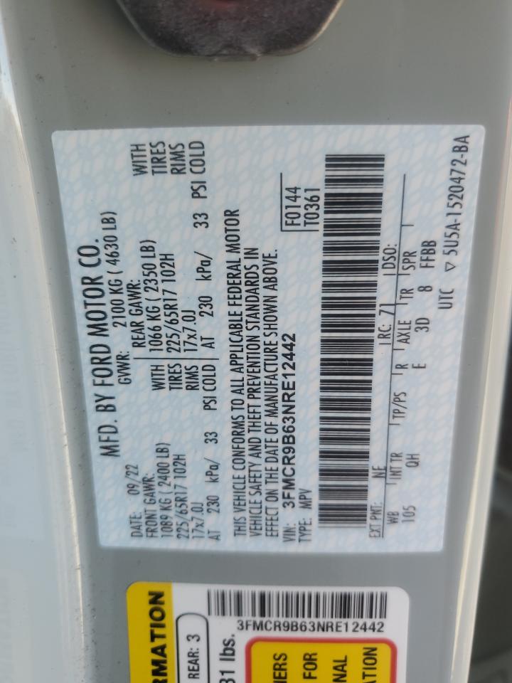 2022 Ford Bronco Sport Big Bend VIN: 3FMCR9B63NRE12442 Lot: 84648595