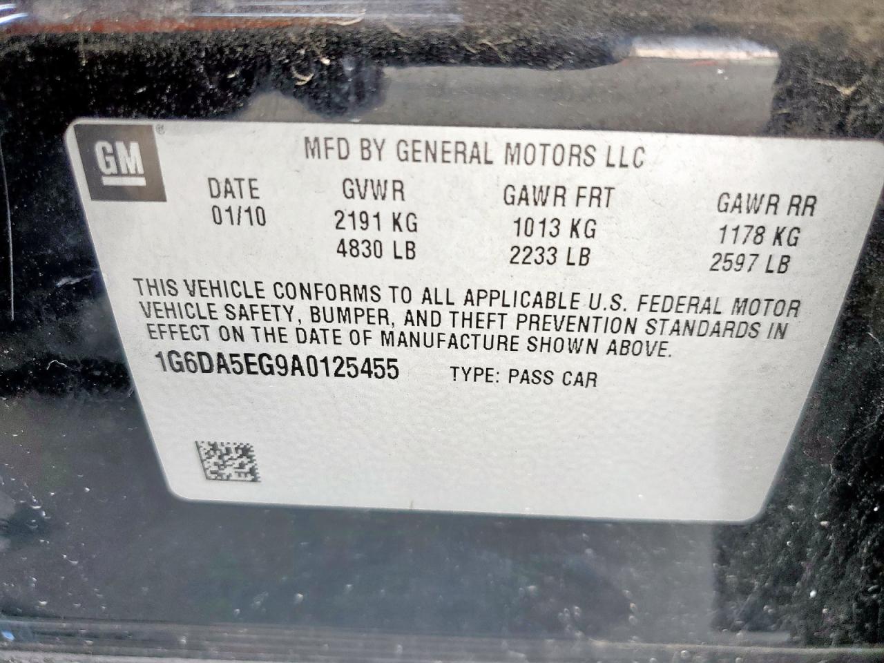 2010 Cadillac Cts VIN: 1G6DA5EG9A0125455 Lot: 81612455