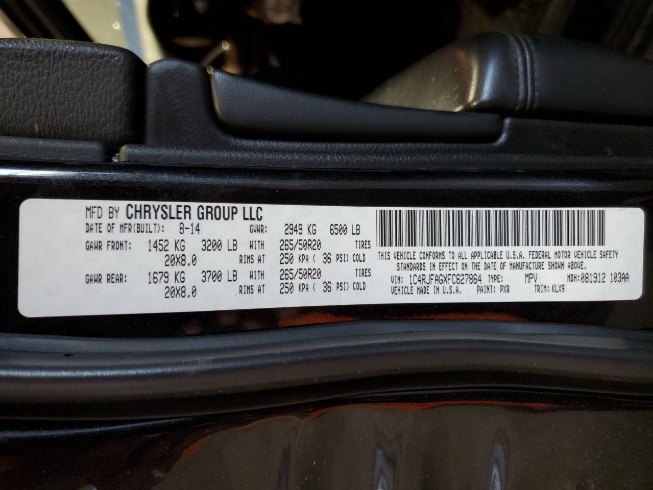 2015 Jeep Grand Cherokee Laredo VIN: 1C4RJFAGXFC627864 Lot: 71897845