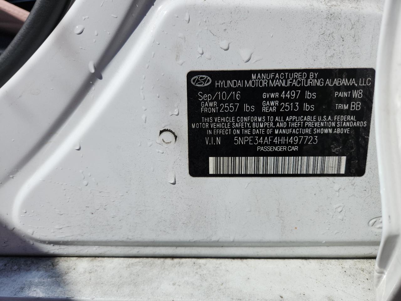 2017 Hyundai Sonata Sport VIN: 5NPE34AF4HH497723 Lot: 84048795