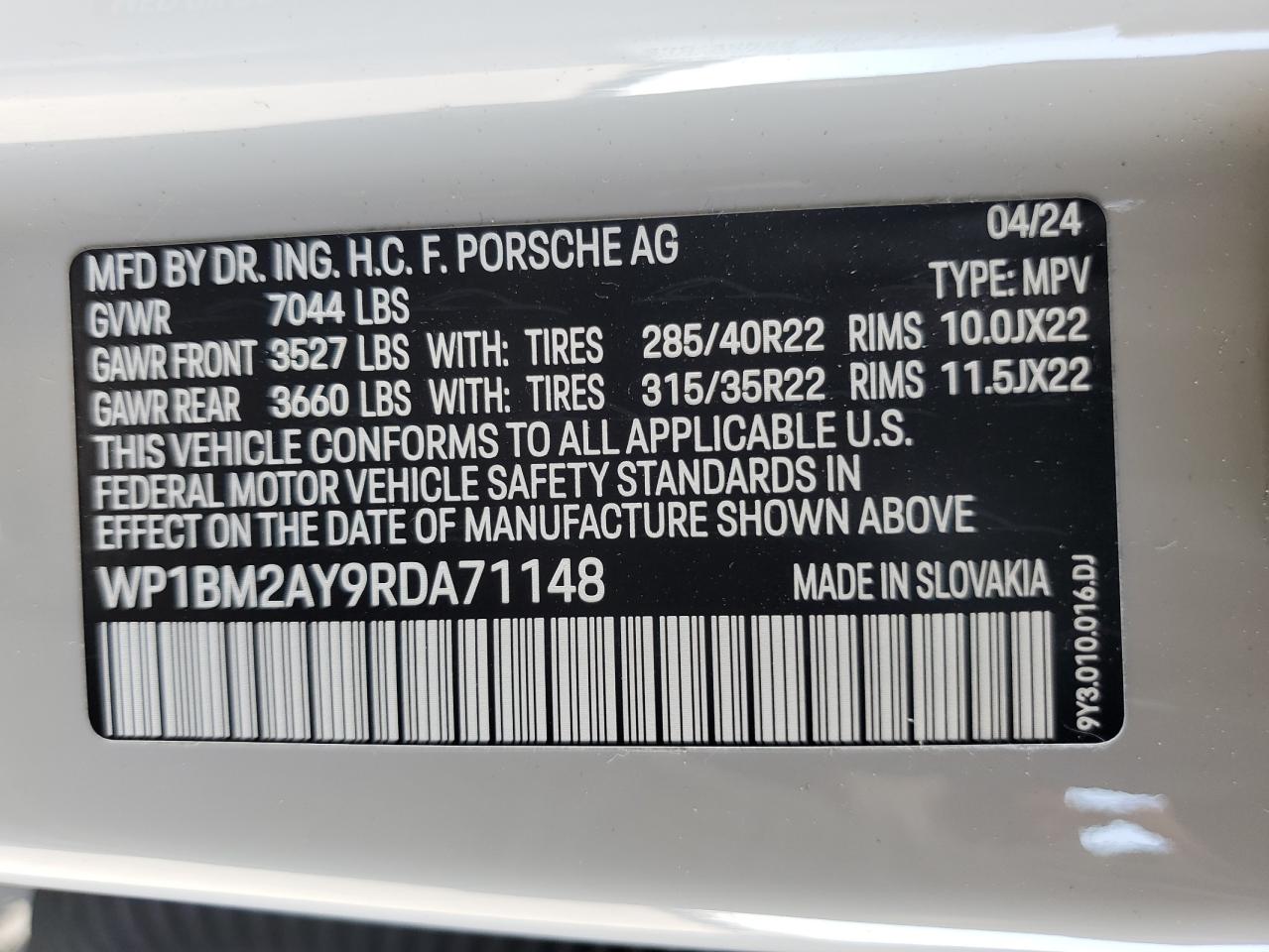 2024 Porsche Cayenne Turbo E-Hybrid Coupe VIN: WP1BM2AY9RDA71148 Lot: 81368145