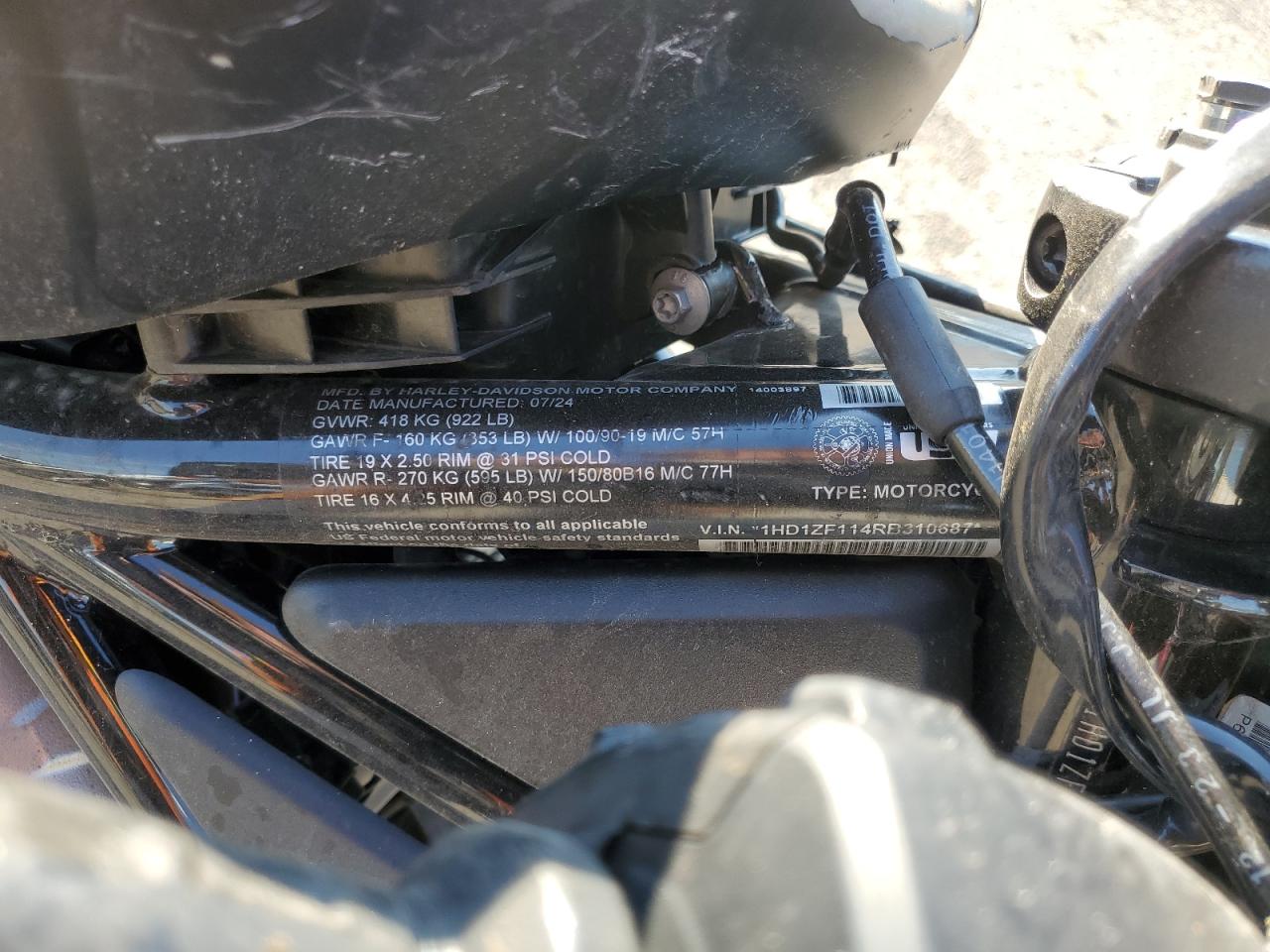 2024 Harley-Davidson Rh975 S VIN: 1HD1ZF114RB310687 Lot: 70333705