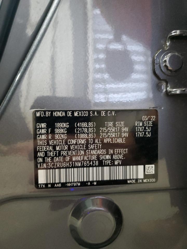 2022 Honda Hr-V Lx VIN: 3CZRU6H31NM765438 Lot: 71189995
