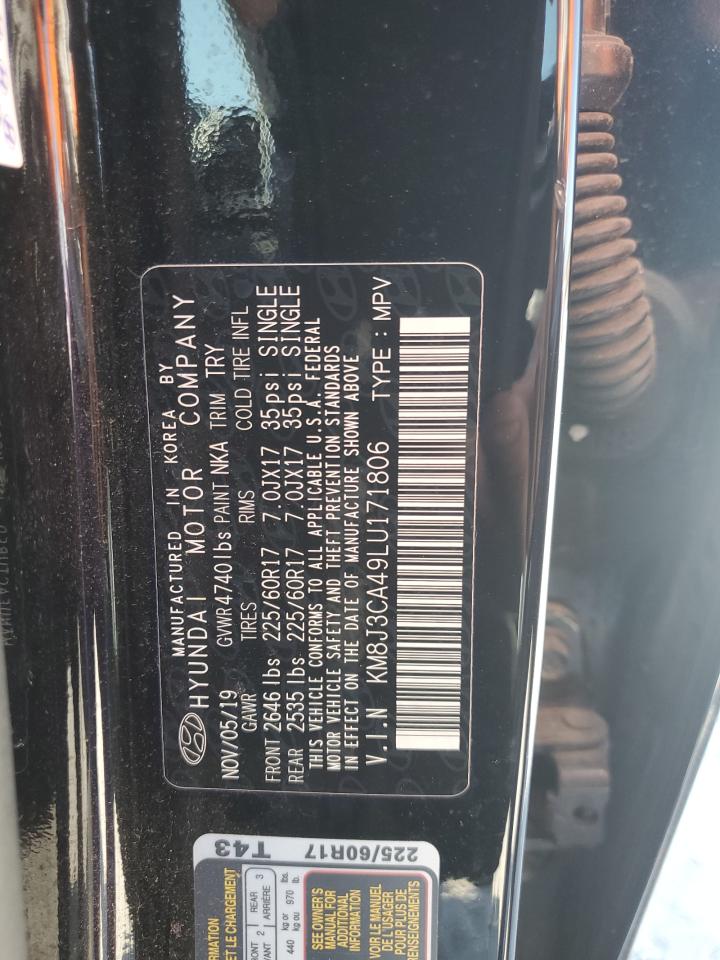 2020 Hyundai Tucson Limited VIN: KM8J3CA49LU171806 Lot: 80903085