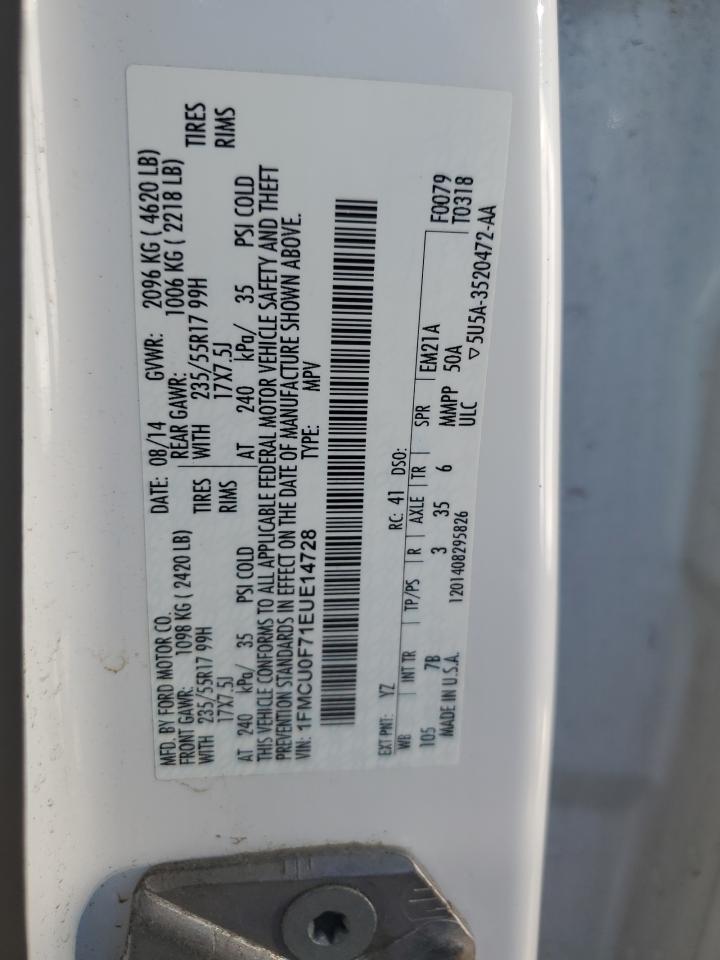 2014 Ford Escape S VIN: 1FMCU0F71EUE14728 Lot: 84425165