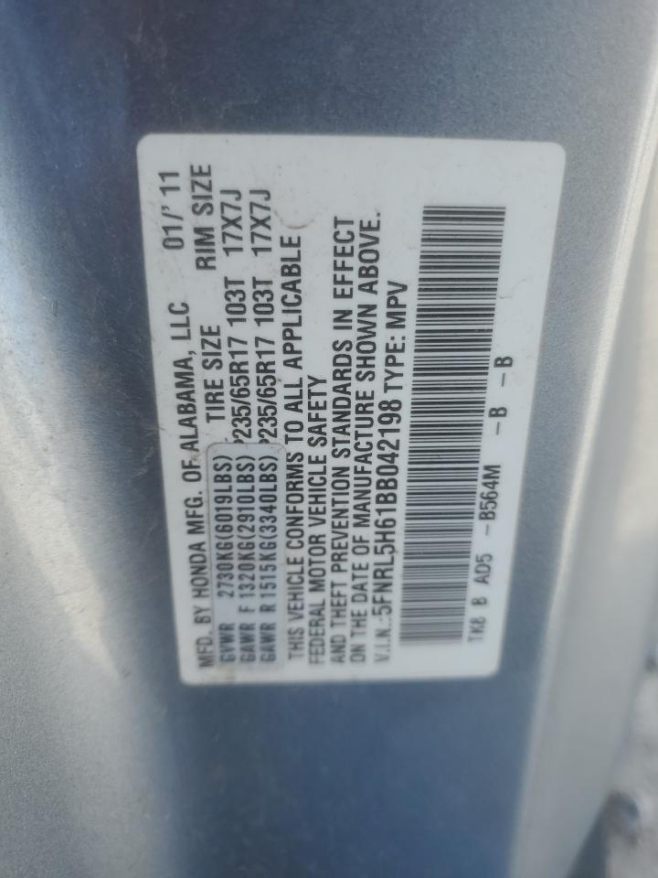 2011 Honda Odyssey Exl VIN: 5FNRL5H61BB042198 Lot: 81122235