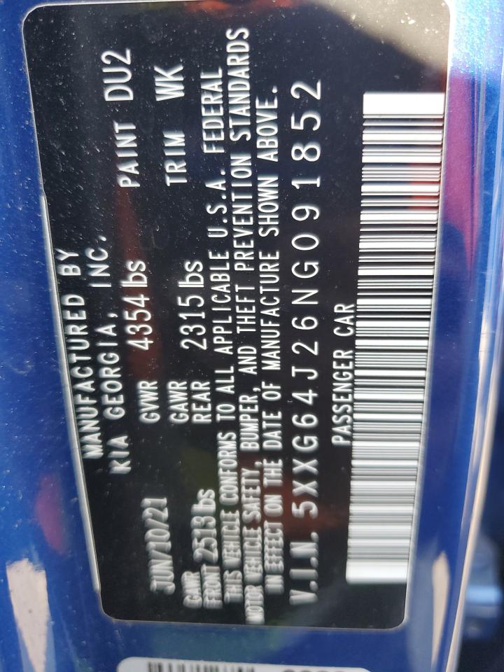 2022 Kia K5 Gt Line VIN: 5XXG64J26NG091852 Lot: 84405625