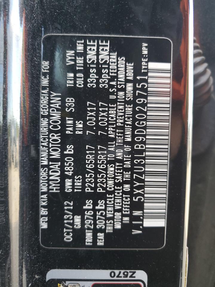 2013 Hyundai Santa Fe Sport VIN: 5XYZU3LB9DG029751 Lot: 83945245