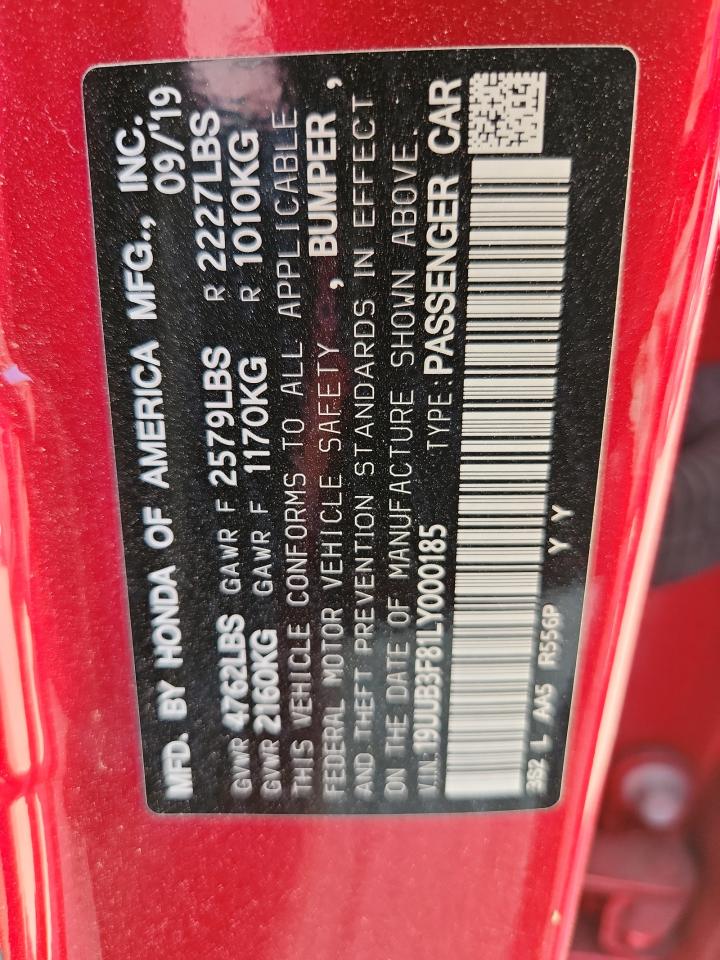 2020 Acura Tlx Advance VIN: 19UUB3F81LY000185 Lot: 80538865