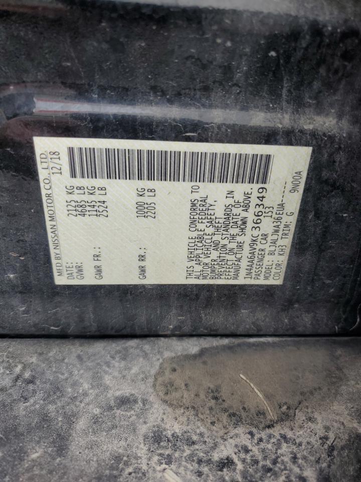 2019 Nissan Maxima S VIN: 1N4AA6AV9KC366349 Lot: 80988385