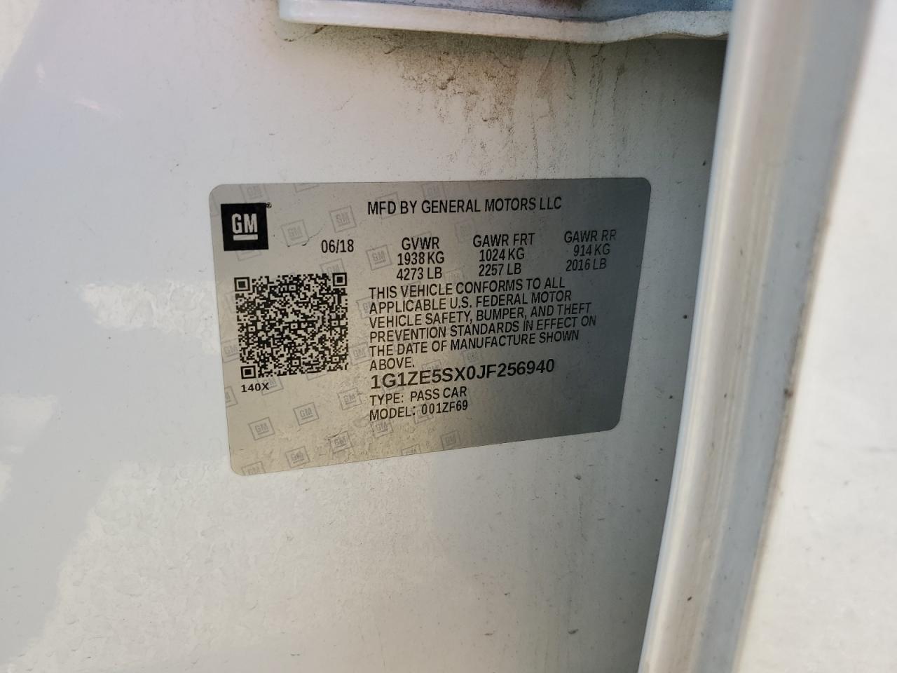 2018 Chevrolet Malibu Premier VIN: 1G1ZE5SX0JF256940 Lot: 83875125