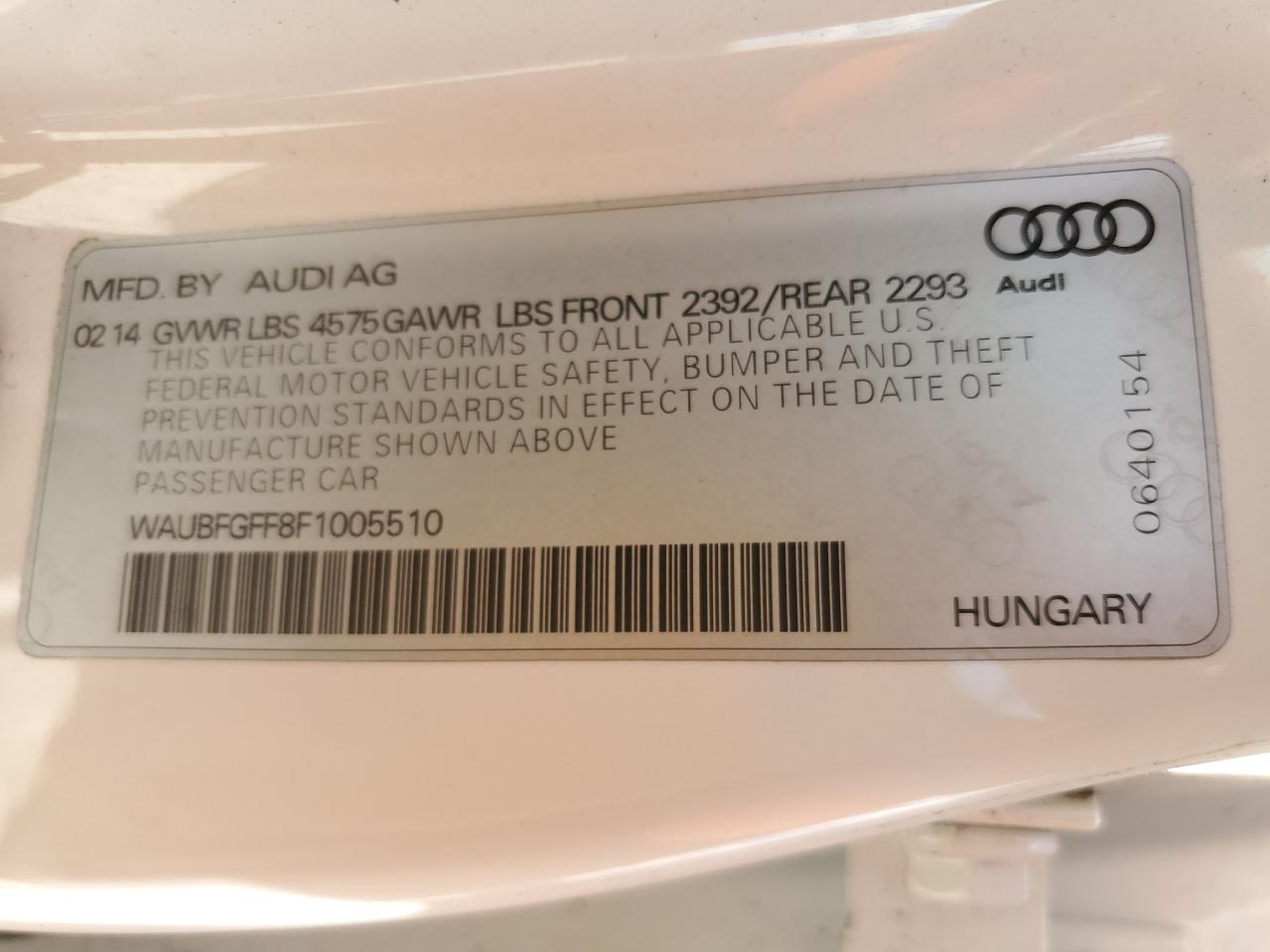 2015 Audi A3 Premium VIN: WAUBFGFF8F1005510 Lot: 70539045