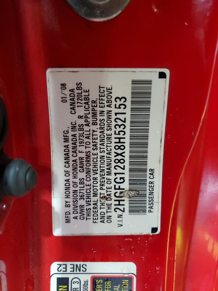 2008 Honda Civic Ex VIN: 2HGFG128X8H532153 Lot: 82039815