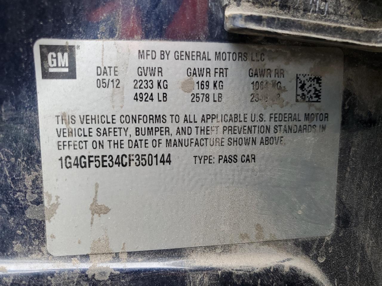 2012 Buick Lacrosse Premium VIN: 1G4GF5E34CF350144 Lot: 81519045