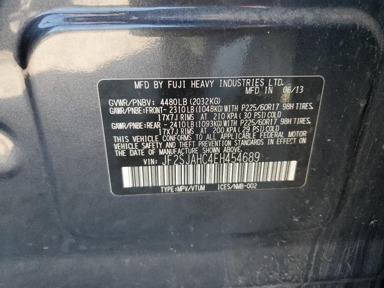 2014 Subaru Forester 2.5I Limited VIN: JF2SJAHC4EH454689 Lot: 80383235