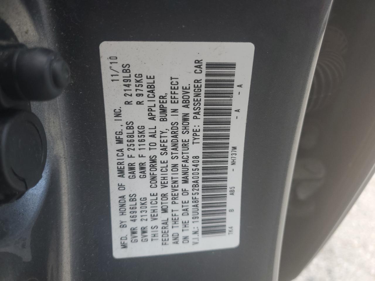 2011 Acura Tl VIN: 19UUA8F52BA005408 Lot: 80314565