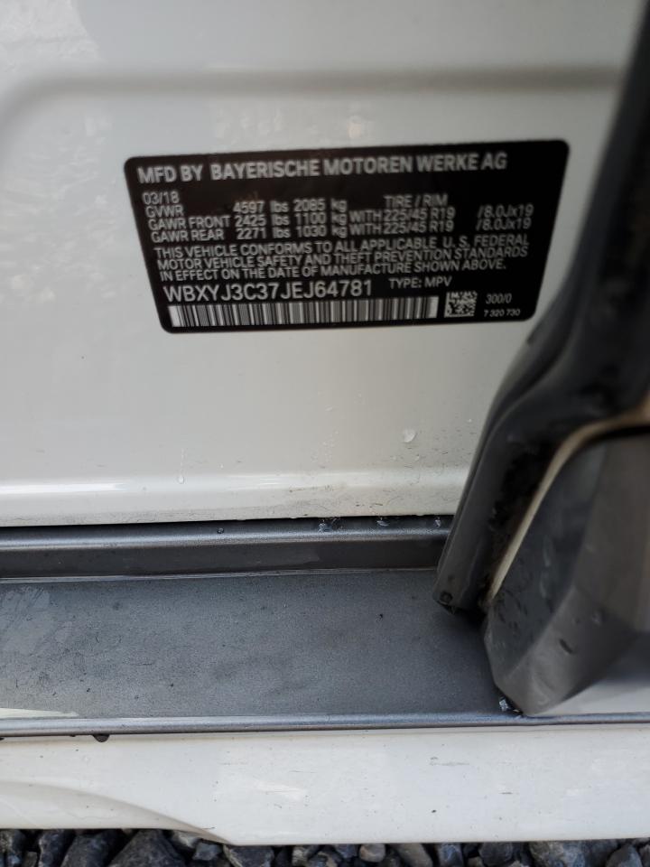 2018 BMW X2 Sdrive28I VIN: WBXYJ3C37JEJ64781 Lot: 72025155