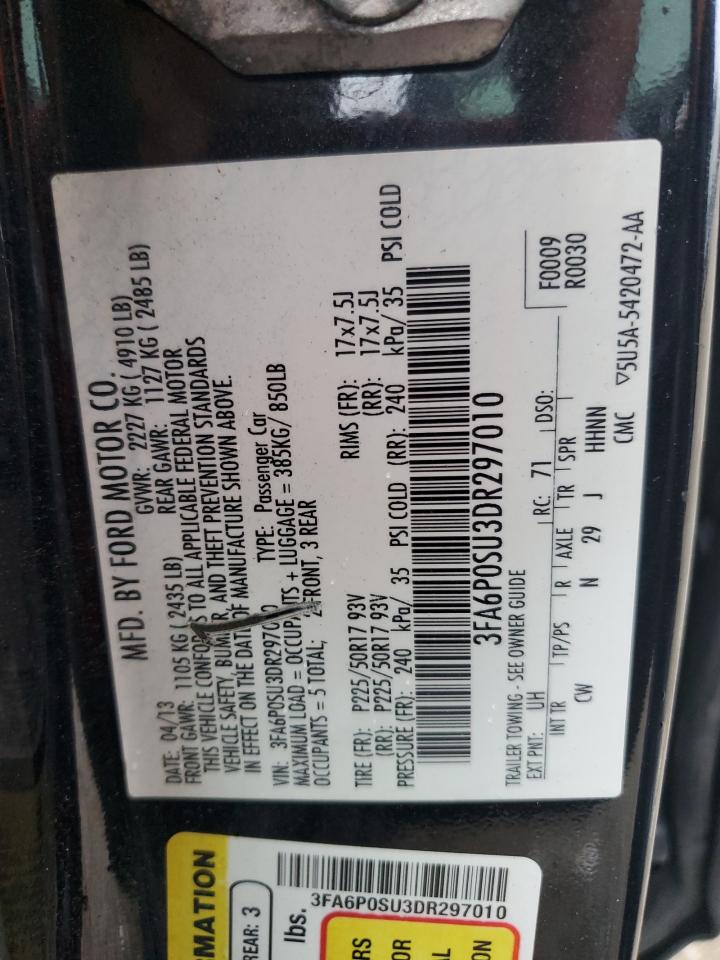 2013 Ford Fusion Titanium Phev VIN: 3FA6P0SU3DR297010 Lot: 81612575