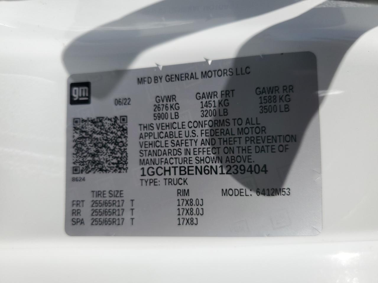 2022 Chevrolet Colorado VIN: 1GCHTBEN6N1239404 Lot: 81931765