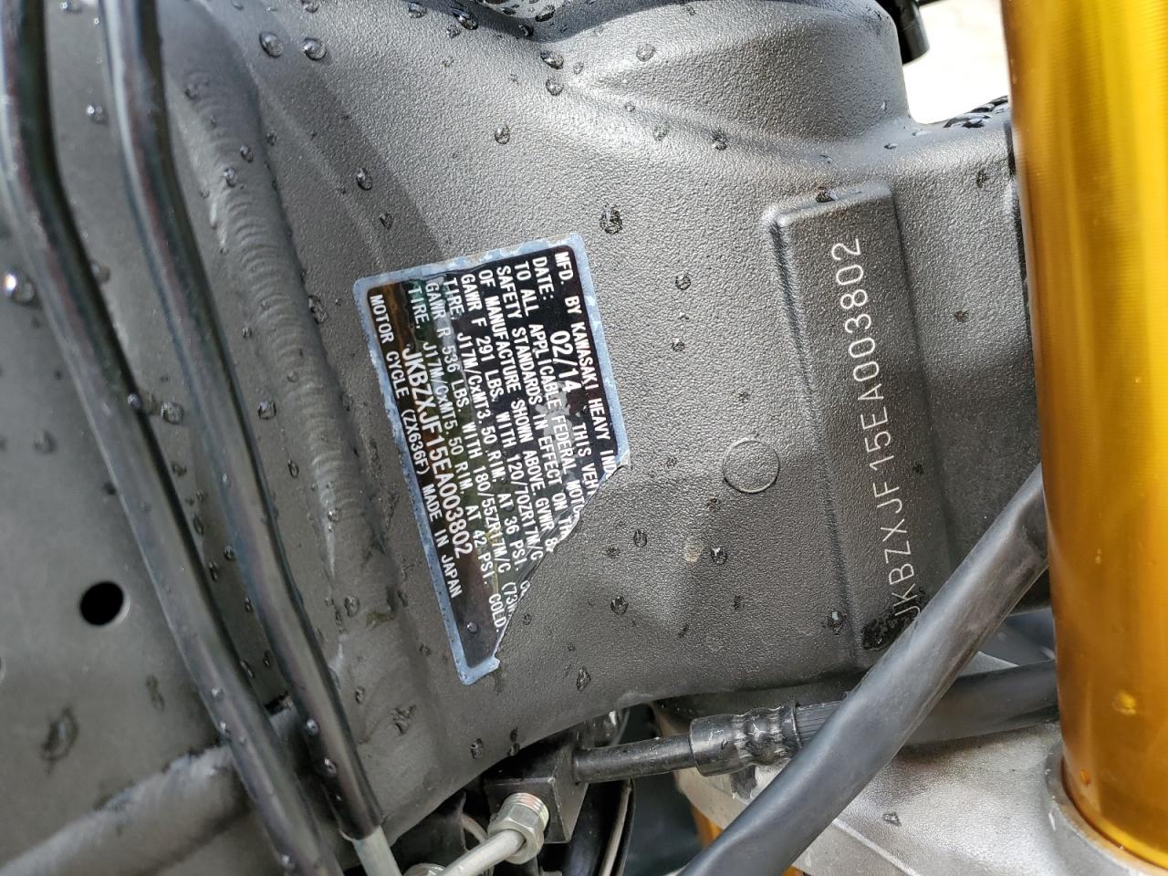 2014 Kawasaki Zx636 F VIN: JKBZXJF15EA003802 Lot: 84251745