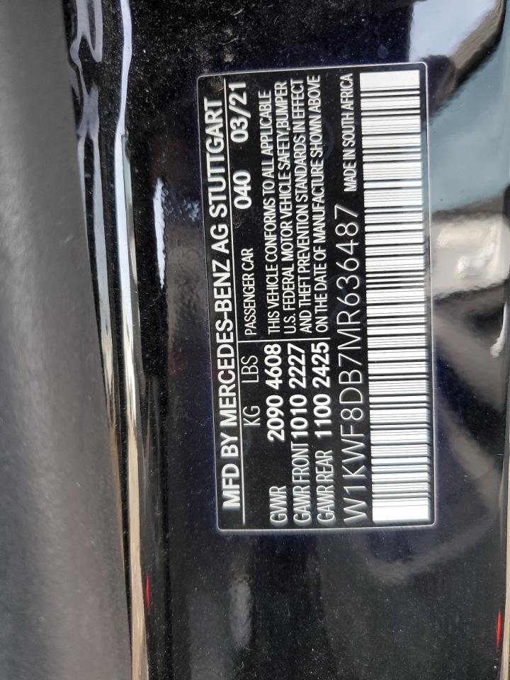 2021 Mercedes-Benz C 300 VIN: W1KWF8DB7MR636487 Lot: 81486745